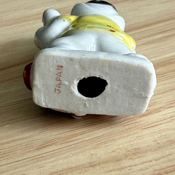 Vintage Porcelain Musician Girl Figurine w Cello Violin Yellow White Red - Picture 7 of 10